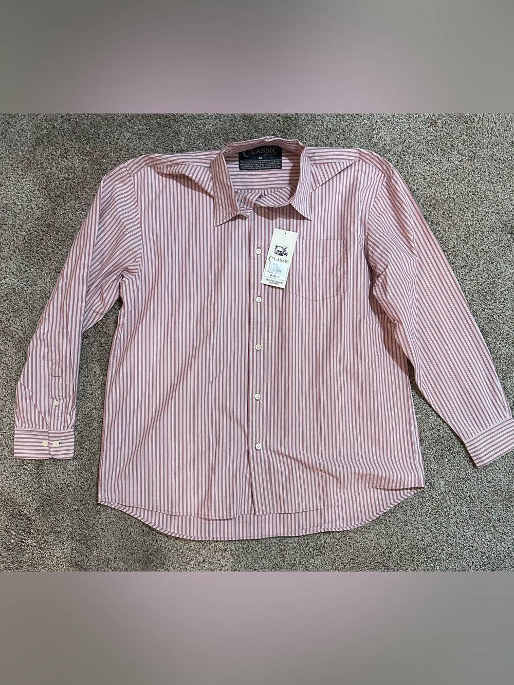 Classic Men’s Pink and White Striped Dress Shirt